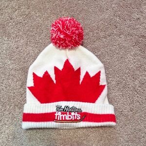 Kids Tim Hortons Timbits Sidney Crosby beanie cap tuque red and white Canada